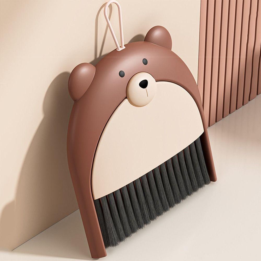 Cartoon Mini Dustpan with Broom Hangable Portable Cleaning Tool Dust Pans with Brush Set  Tables