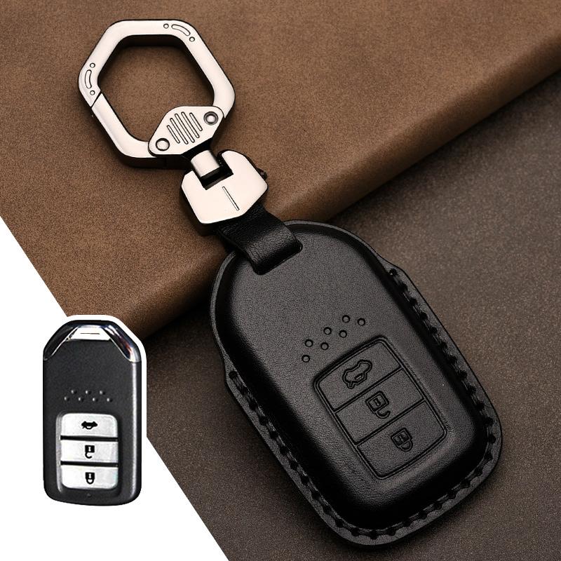 Leather Car Key Case Cover Shell for Honda Civic Accord Fit Hrv Crv Jazz City Protector