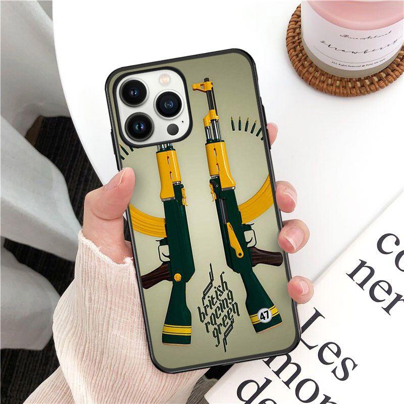 Soft Funda AK47 Gun Phone Cover For Iphone 14pro 11pro 12 13pro Max 5s 6s Xs 7 8plus SE Xr 12mini Coque Cases