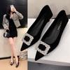 Temperament Black Shallow Mouth Pointed Toe Spring and Autumn 2026 Rhinestone Single Shoes Commuting French New Style