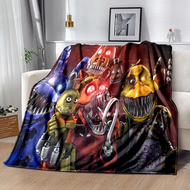 Cartoon Five Nights at Freddys printed throw blanket—lightweight,soft,warm;versatile blanket all seasons—perfect air-conditioning throw,nap blanket