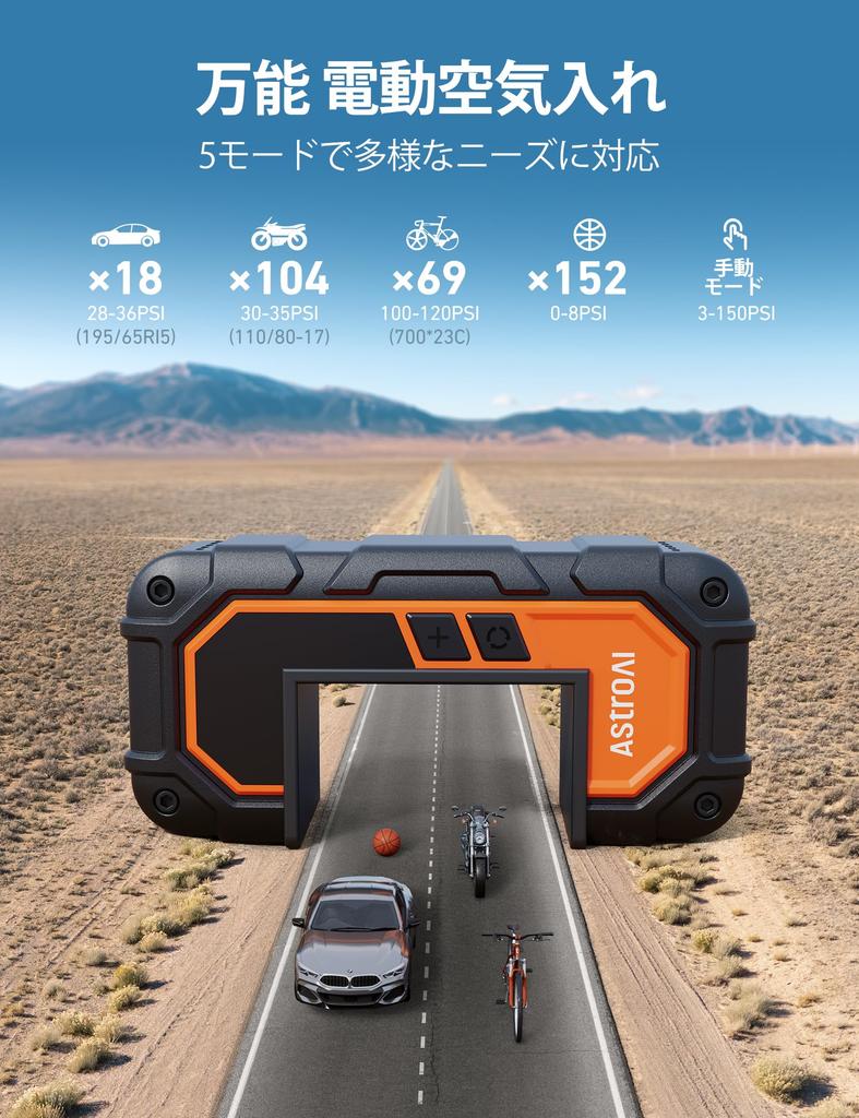 AstroAI S8 Air Nano Jump 1500A Toppbilmotorstartare med upp till Bensin och Diesel Däckpump med 12V Nödfall 10 Säkerhets Mobil LED Nödfall