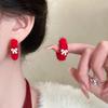Fashion Sweet Autumn and Winter Plush Bow Earrings Women's Personality Unique Color Fabric Circle Earrings Earrings Earrings