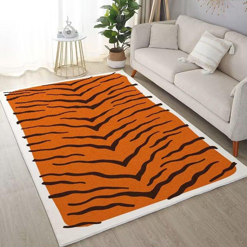 

Ковер из термопластичной резины с леопардовым принтом, ковер для журнального столика в гостиной, простой в уходе полосатый ковер 80*120cm