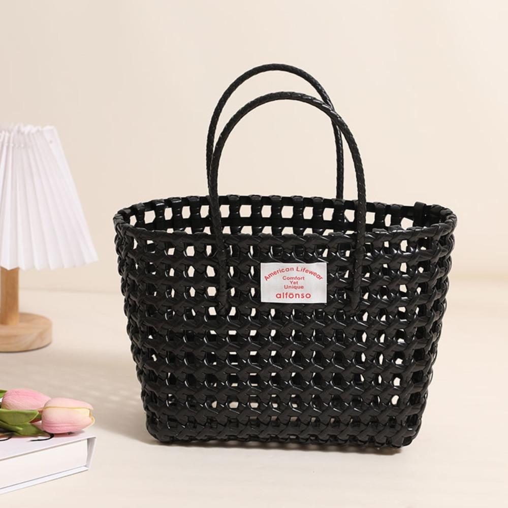 

Пляжная сумка-тоут в богемном стиле, сумка-корзина для овощей в отпускном стиле, милая сумка с полым плетением, лето чёрный