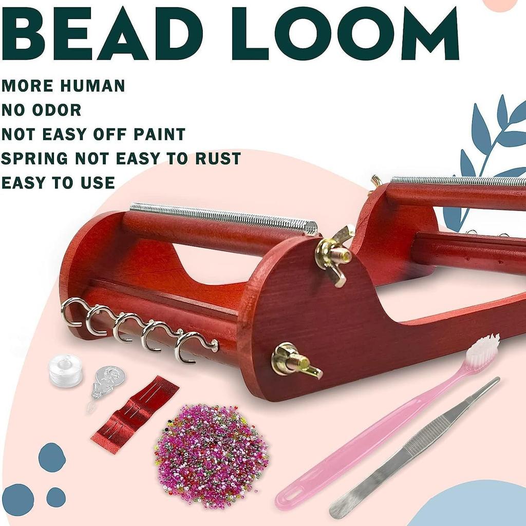 Wood Bead Weaving Tool Wood Beads Include Beads Threads Needle for Bracelets Necklaces