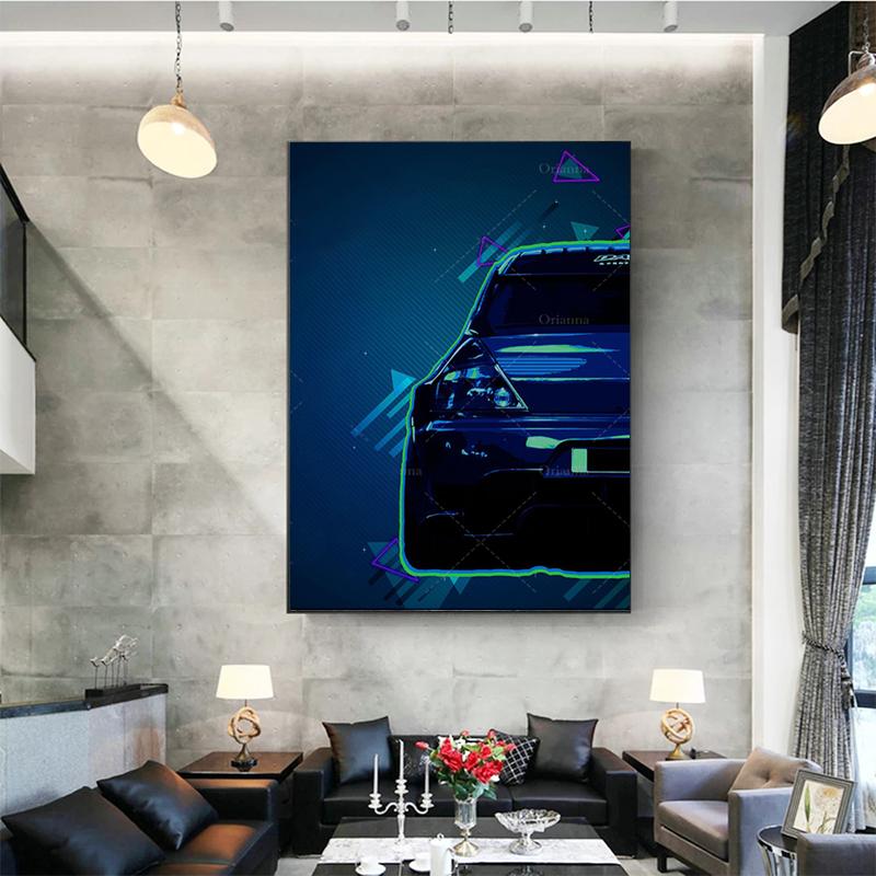 Modern Japanese Retro SuperCar Abstract Graffiti Wall Art Picture Modular Canvas Painting Posters Prints Living Room Home Decor No Frame