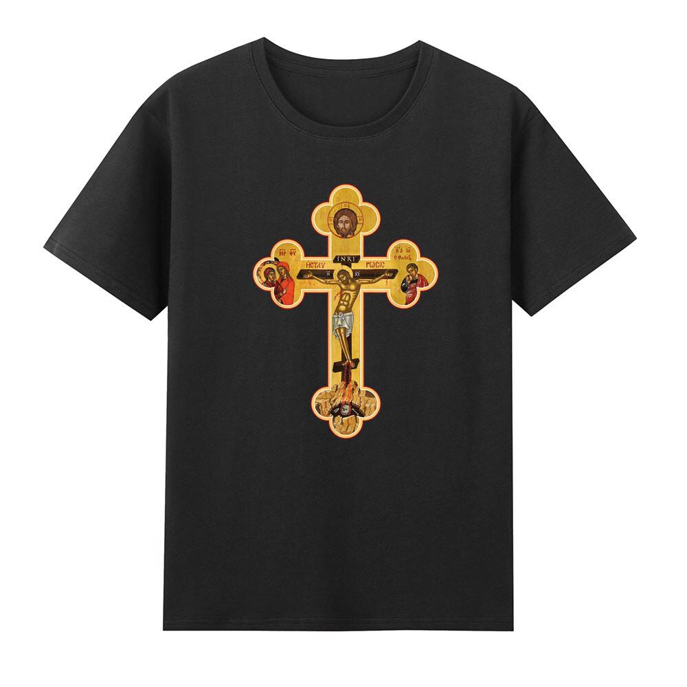 Greek Orthodox Jesus Christ Cross Icon Funny Christian Vintage Unisexs Tshirt S