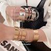 Sleek Multi-layer Geometric Openwork Bracelet for Women - Elegant High-end Fashion Jewelry