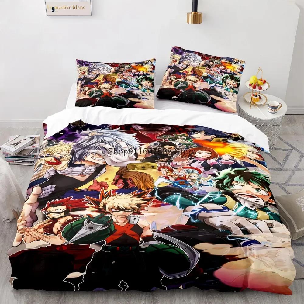 New Anime My Hero Academy Bedding Set Anime Characters Duvet Cover Set 3D Quilt Bed Set Queen King Size Boys Home Textile