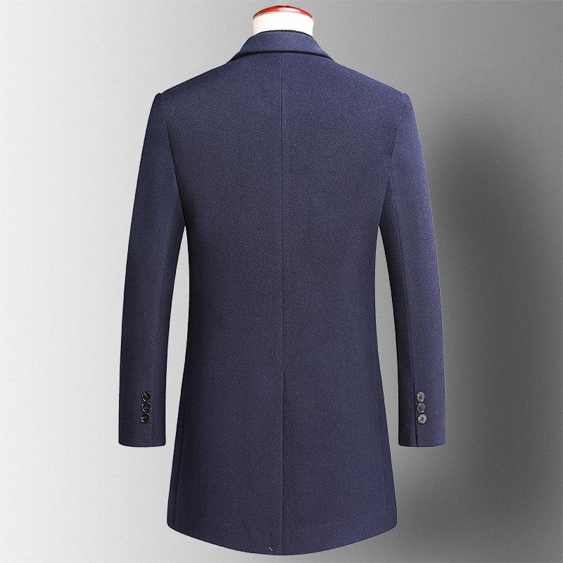New Autumn and Winter Twill Wool Coat Men's Slim-fitting Mid-length Wool Windbreaker Men's Thickened Wool Coat Jacket