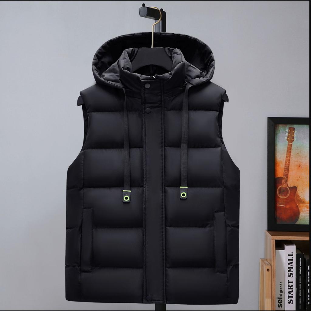 Autumn Winter New Men Down Hooded Vests Men Lightweight Windproof Casual Outdoor Waistcoats Ultra Light Male Padded Waistcoats