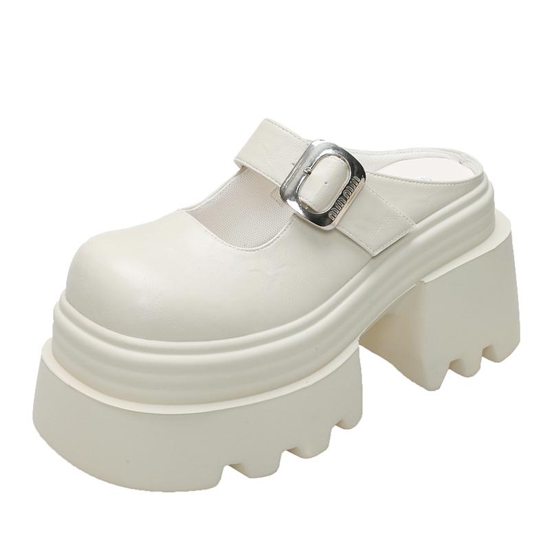 Fashion 10.5cm Microfiber Leather Platform Autumn Breathable Pumps Summer Spring Synthetic Chunky Heels Mary Jane Slipper Shoes