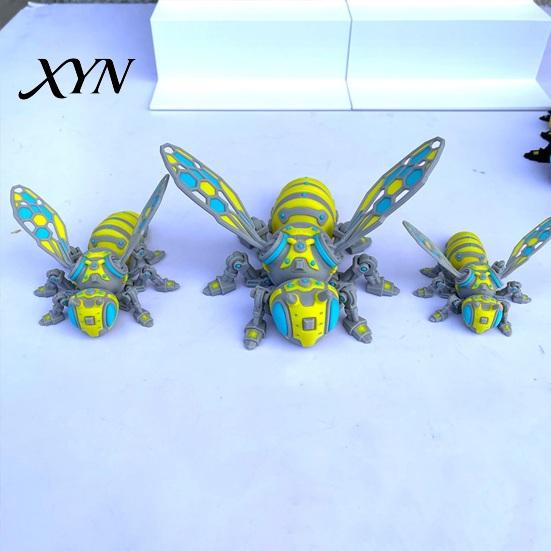 Décor Abeille Imprimé en 3D Figurine Mécanique, Ornement Frelon Cyberpunk Collectionnable avec Figurine Articulations Mobiles, Insecte Articulé Soulagement du Stress