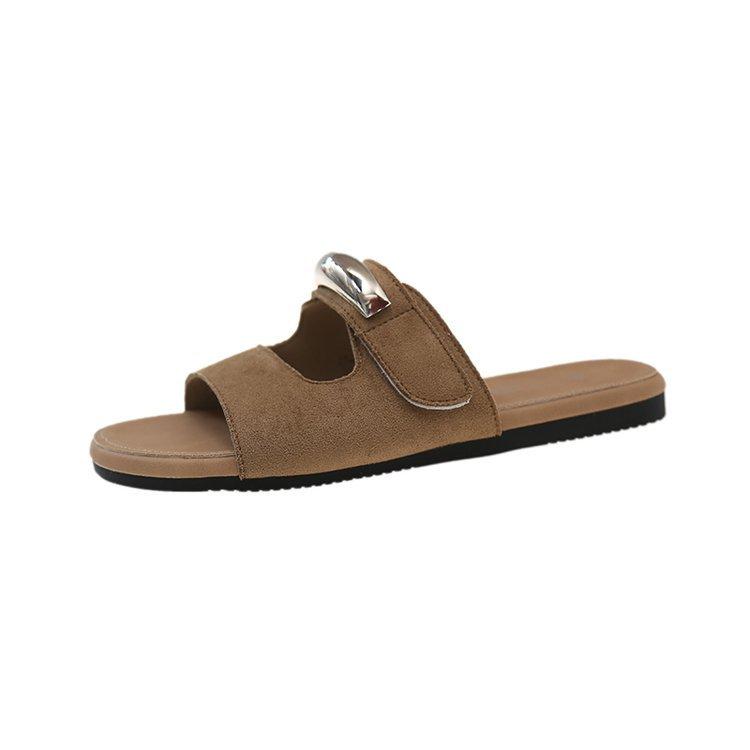 Internet celebrity super fire Velcro flat bottom slippers women's summer fashion wear soft bottom ugly cute summer casual cool slippers