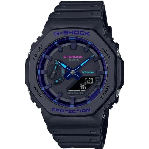 

Casio GA-2100VB-1A G-Shock Analog-Digital Black Dial Quartz 200M Men s Watch, Black, Blue, One Size, Digital, Quartz Movement. Blue, One Size, Digital