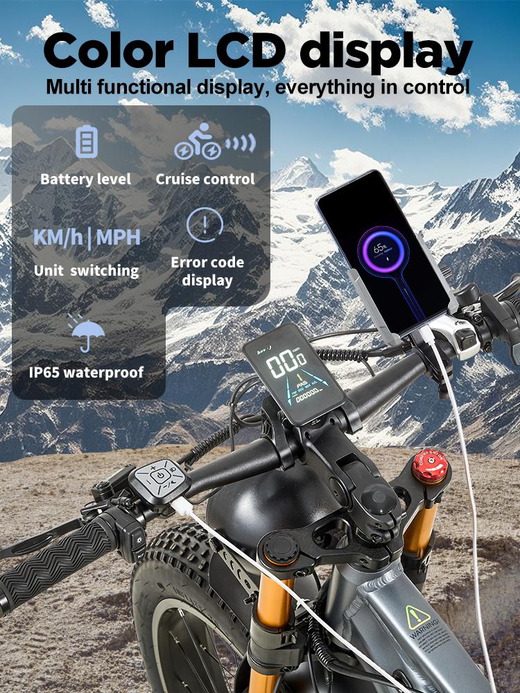 BURCHDA-RX80 electric bike for adults, 1500W motor, 48V 20AH battery, 26’ wide off-road tyres, mountain and snow electric bike, off-road bike