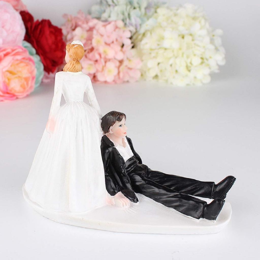 Queen-b Wedding Cake Topper, Cute, Romantic, and Funny Decoration for Weddings, Anniversaries, Birthdays, and More. (A)
