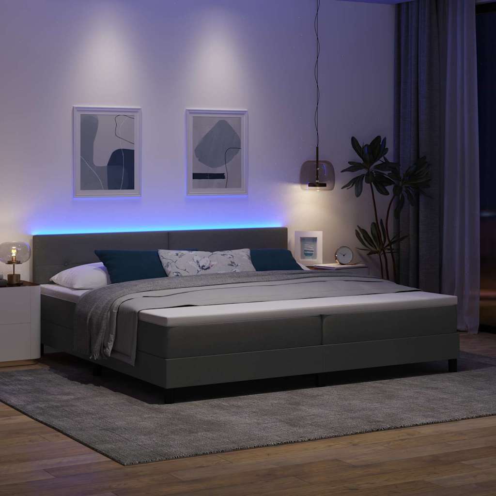 Boxspring Bed with Headboard Dark Gray 200 X 200 Cm Fabric