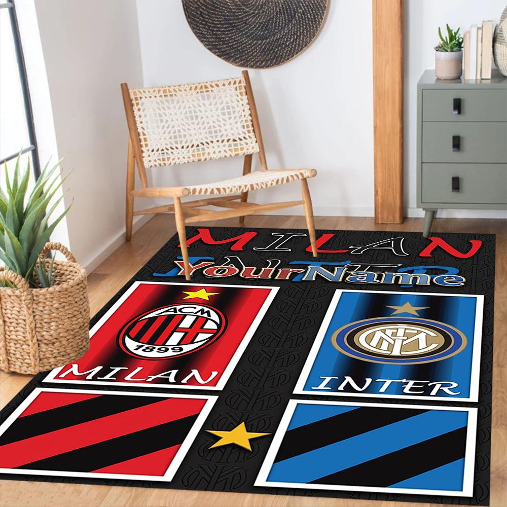 Inter Milan Personalized Text Floor Rug Office Rug Suitable for Living Rooms Study room Balcony Decorate room Antislip Carpet Anime Office Decor