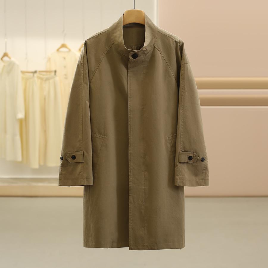 

Корейский минималистичный приталенный тренч от Du Home: Женская повседневная куртка с воротником-стойкой для осени. L хаки