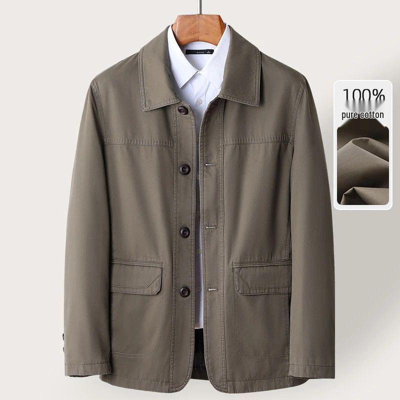 Dad's Spring & Autumn Cotton Jacket for Middle-Aged & Elderly Men - Casual, Comfortable Grandpa's Top