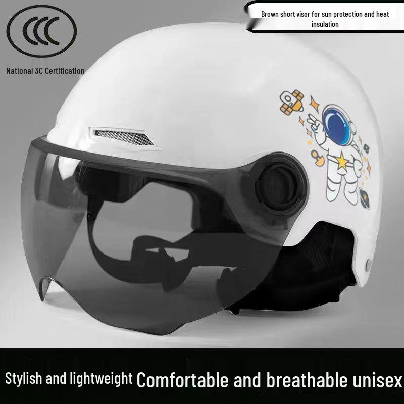 Gray 3C Certified Electric Vehicle Helmet for Men & Women - Summer Motorcycle & Battery Car Riding Safety Hat.