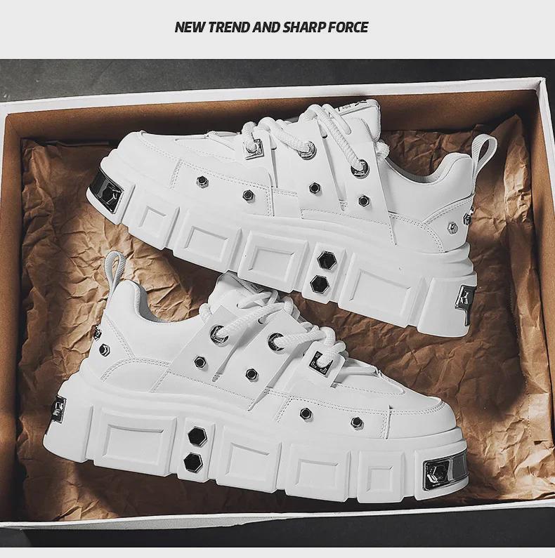 Daddy Shoes SS2024: Men's Thick Sole, Low-Top Casual Rivet Shoes - Korean Style