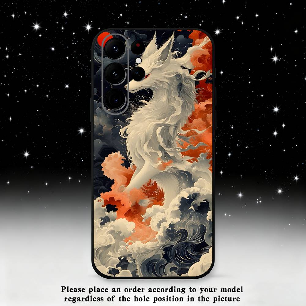 

Nine tailed fox Phone Case For Samsung S25,S24 Ultra,S20,S30 plus,S22 plus,S23,S30 Ultra 5G Silicone Black Shell Samsung S21plus