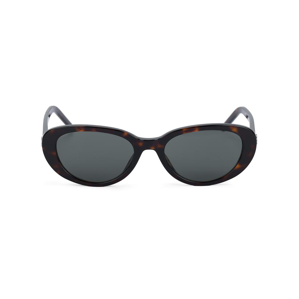Saint Laurent Letter Detail Oval Sunglasses Women Sunglasses Brown 843069Y99562338