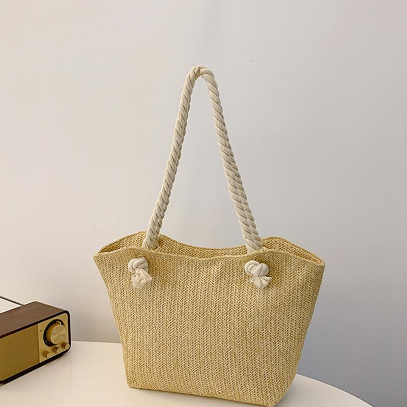 Women Beach Vintage Handmade Woven Shoulder Bag Straw Shopping Bags Bohemian Ladies Summer Travel Vacation Casual Totes