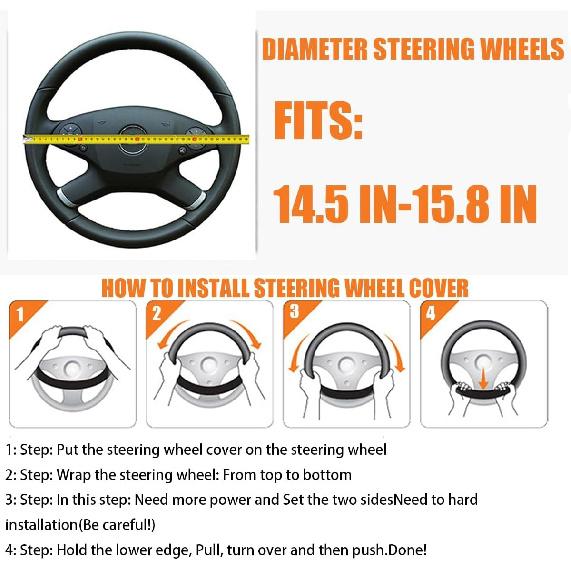 15 Inch Leather Steering Wheel Cover, Automotive Accessories Elastic Blue