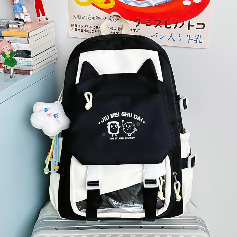 Schoolbag new high-value college style fresh and sweet contrasting color splicing backpack junior high school students lightweight large-capacity 