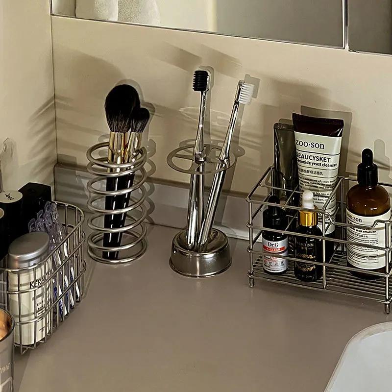 Stainless Steel Toothbrush Stand Toothpaste Holder Home Storage Orgnizer Kitchen Rack Bathroom Accessories Lazy Tube Squeezer