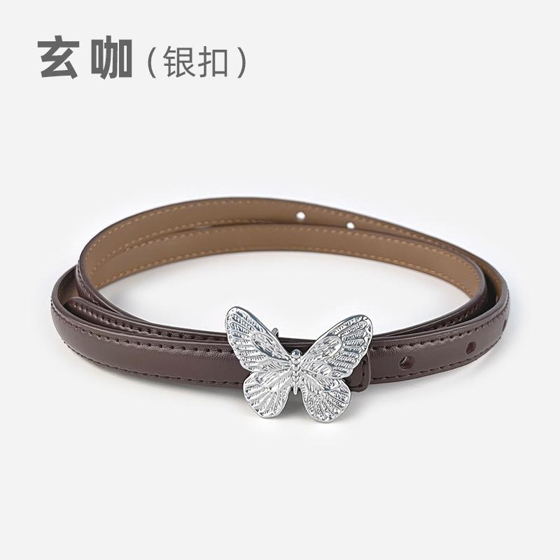 Fine Leather Women'S Belt With Casual Pants, Short Skirt, Jeans Belt, Butterfly Belt.