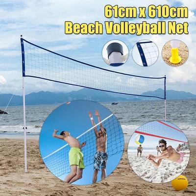 Portable Beach Volleyball Net System Set Outdoor Sports Volleyball Training PVC Tube Adjustable Posts Ball Hand Pump
