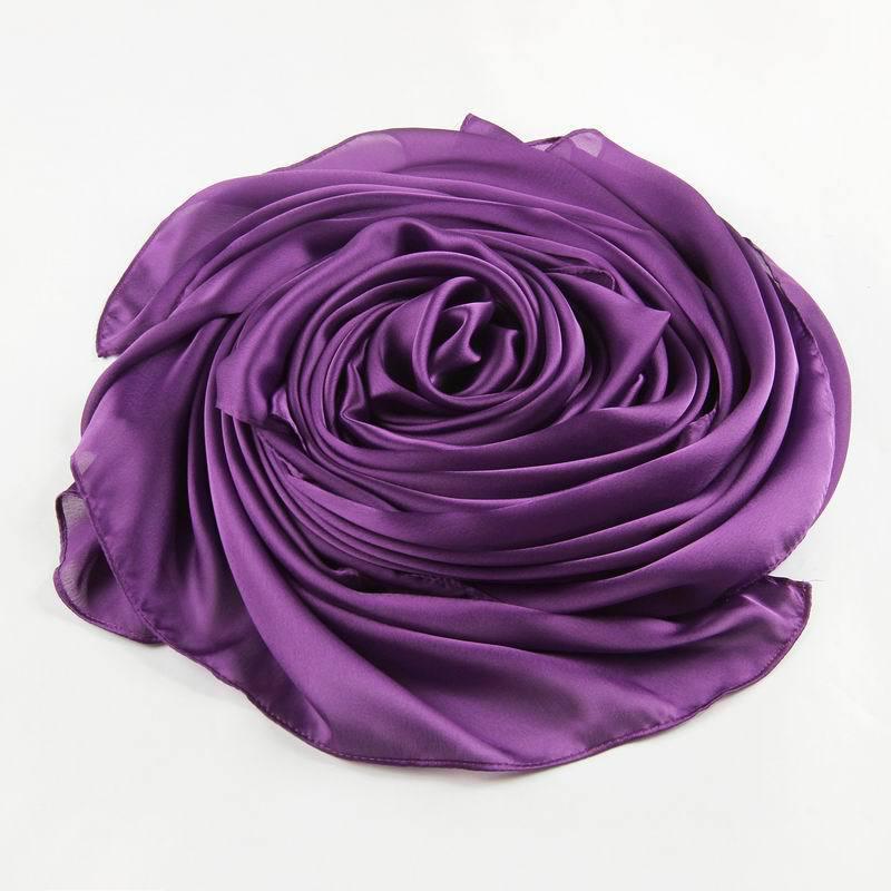 Women's Versatile Long Satin Scarf - Solid Color, Summer Sunscreen Shawl