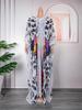 African Women's Plus Size Chiffon Print Beach Dress and Robe Set