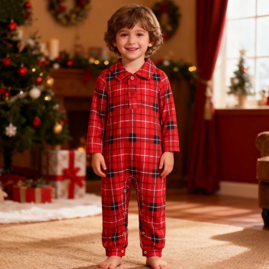 Conjunto de Pijama de Natal para Família Pijamas Combinando Estampa Festiva Camisa Calça Respirável 2