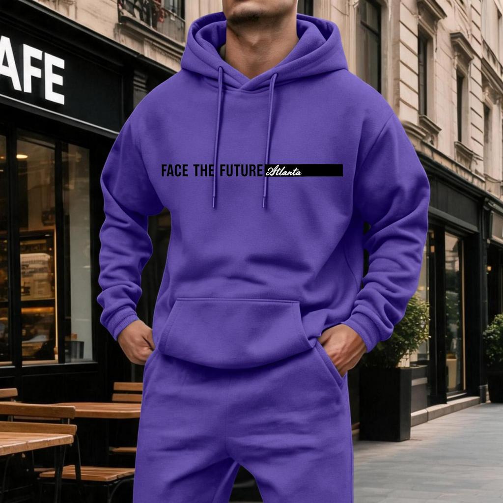 Men's Casual Hoodie with Large Pockets, Color Long Sleeve Sweatshirt