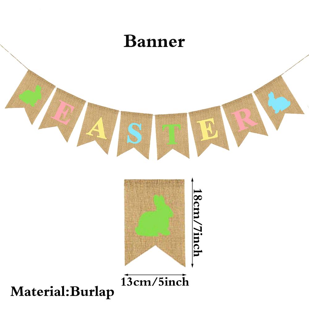 Easter Banner Rustic Burlap Rabbit Carrot Garland Felt Bunny Colorful Egg Bunting Easter Party Decorations Spring Home Ornament