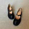 British Versatile Platform Round Head Small Leather Shoes Women's Retro Light Mouth One-word Buckle Thick Heel Mary Jane Shoes