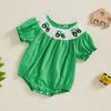 Baby Girls Rompers Tractor Embroidery Round Neck Short Sleeve Infant Bodysuits Jumpsuits
