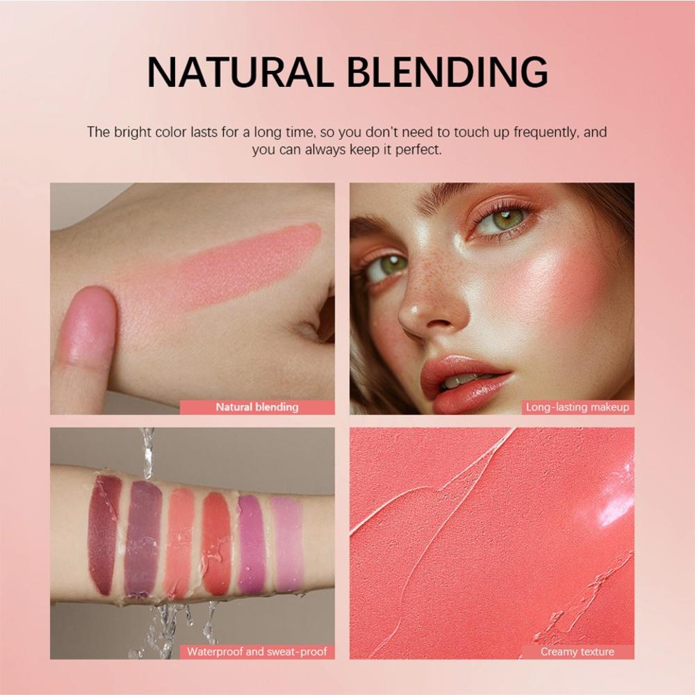Lakerain Multi-Use Color Stick 6 Shades Creamy Lip and Cheek Balm Natural Dewy Face Blush Tint Long Lasting Hydrating Makeup Cosmetic for Women