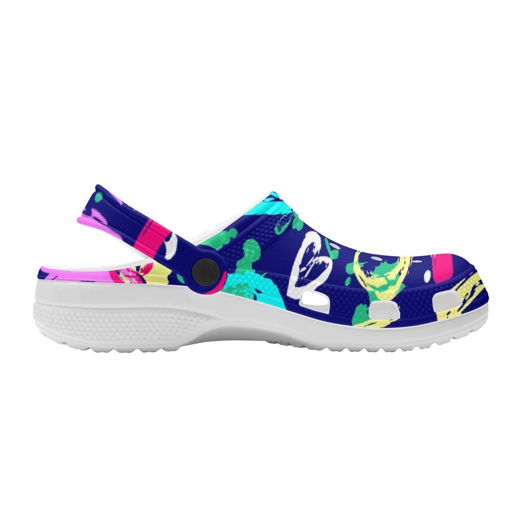 Printed Slip On EVA Clogs Women Men Lightweight Breathable Garden Shoes Beach Pool Bathroom Home Casual Sandals Travel Wear