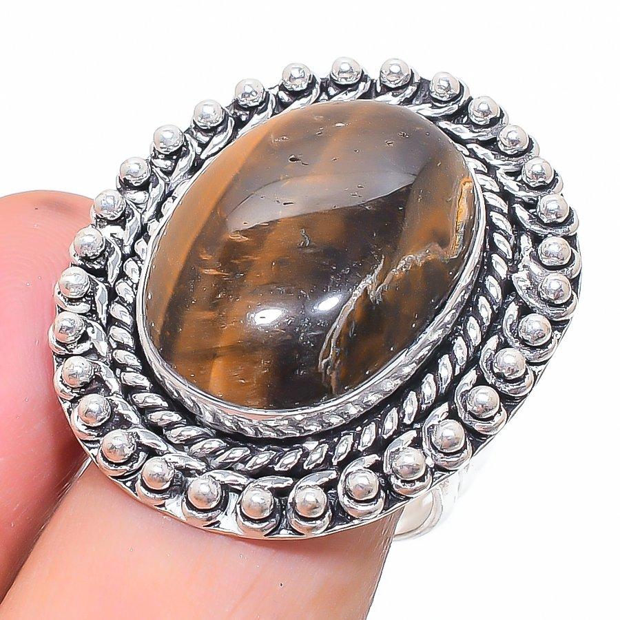 

Натуральный камень Тигровый глаз Ручная работа Серебро 925 пробы Ювелирное кольцо Размер 9 c6i62