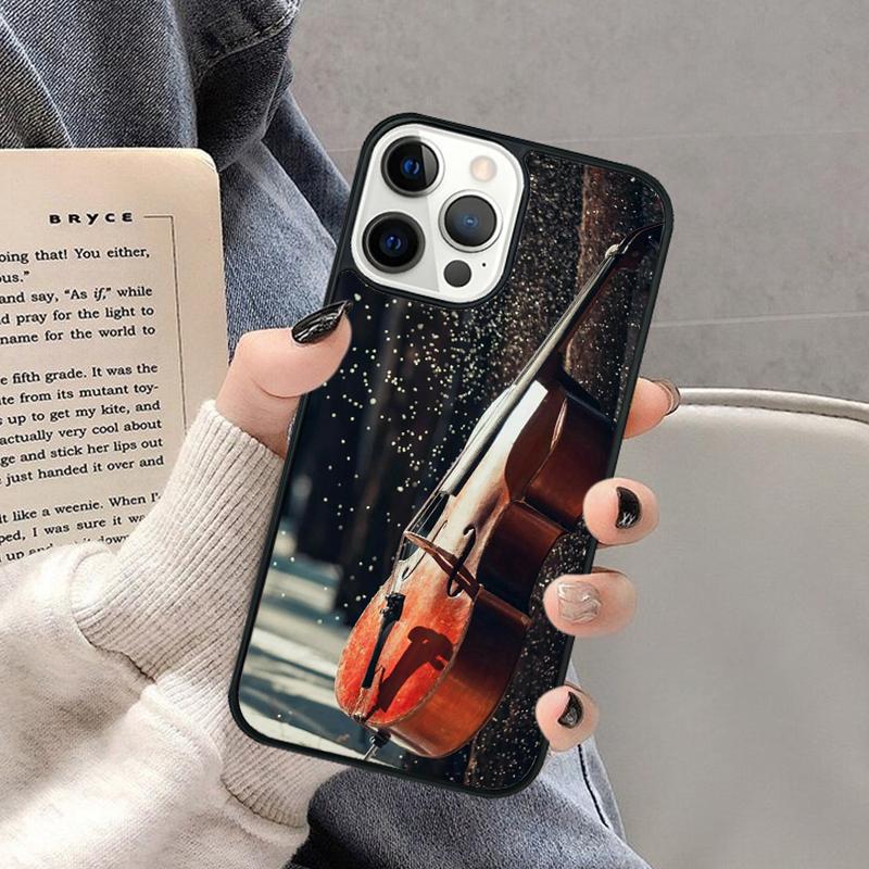 Black And White Violin Cello Phone Case for iPhone 17 Air 16 16e 15 Plus for Apple 13 11 12 14 Pro Max Cover coque