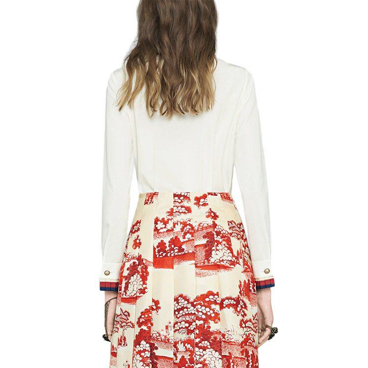 Gucci Shirts Women's White Lapel Moderate Shirt 451007-ZIK21-9220