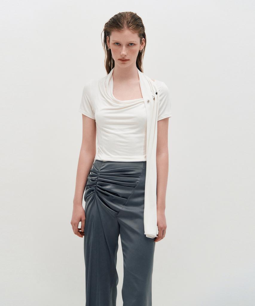 Kimjisu Satin Draped Trousers _ Gray
