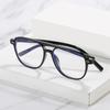 Double Beam Pilot Glasses Frame Anti-Blue Transparent Frame Tr90 Glasses Men'S And Women'S Rivets Decorative Flat Glasses